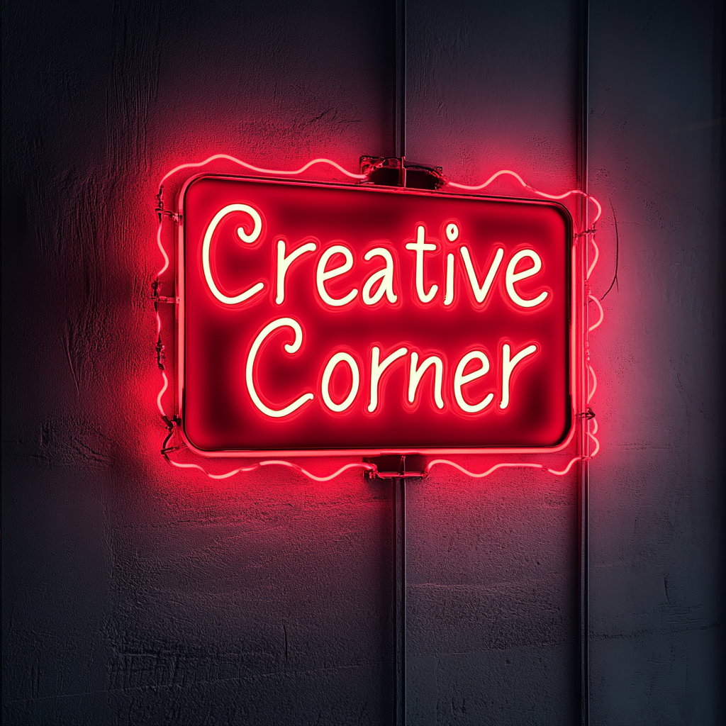 "Creative Corner" - Red Neon Sign, 24 Inches