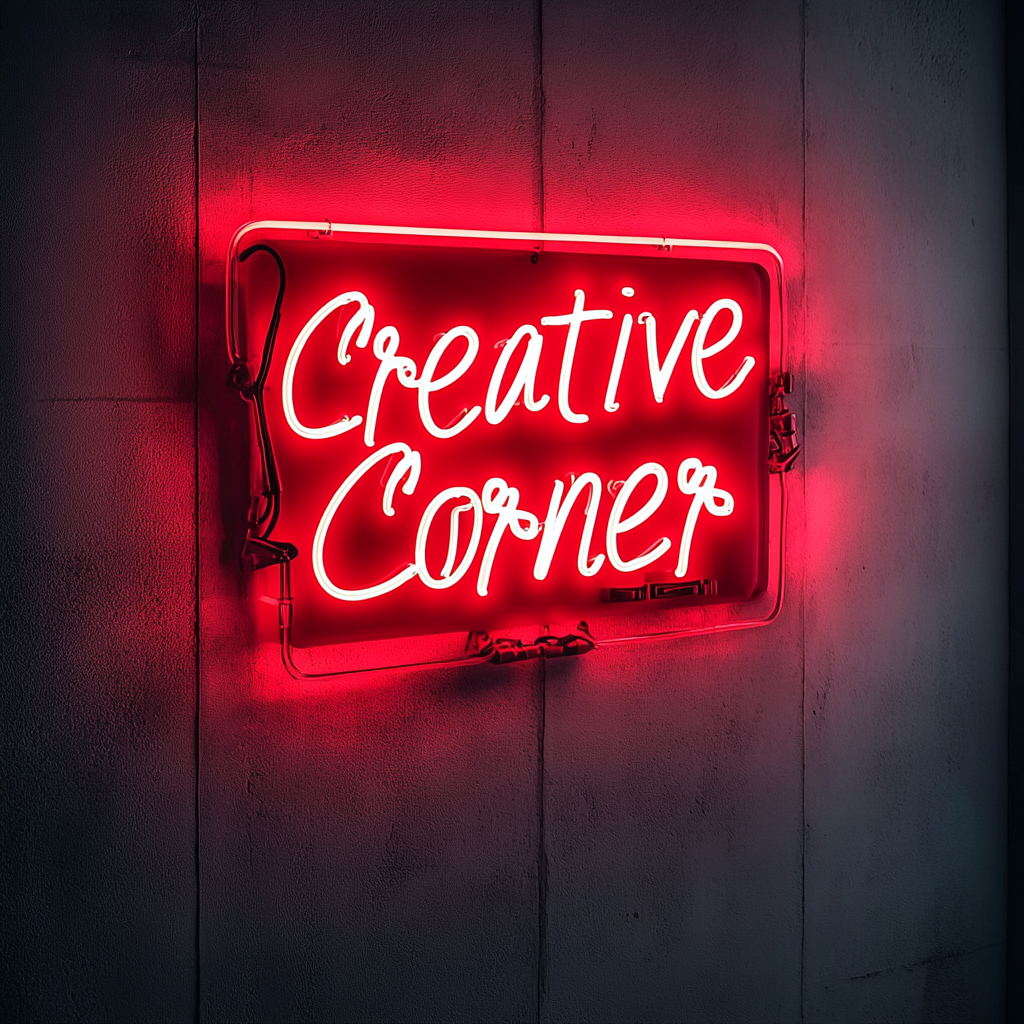 "Creative Corner" - Red Neon Sign, 24 Inches