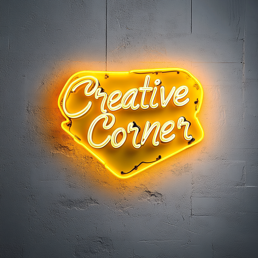 "Creative Corner" - Yellow Neon Sign, 24 Inches