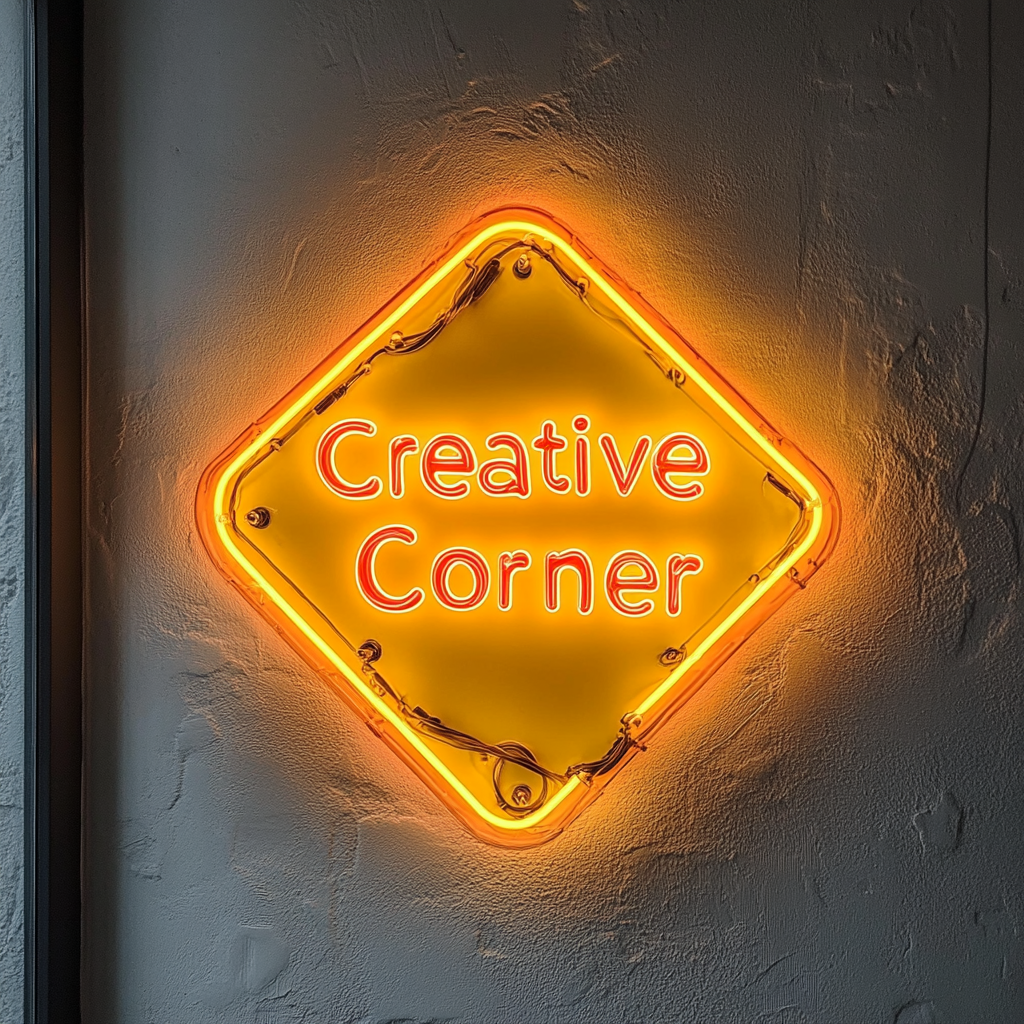 "Creative Corner" - Yellow Neon Sign, 24 Inches