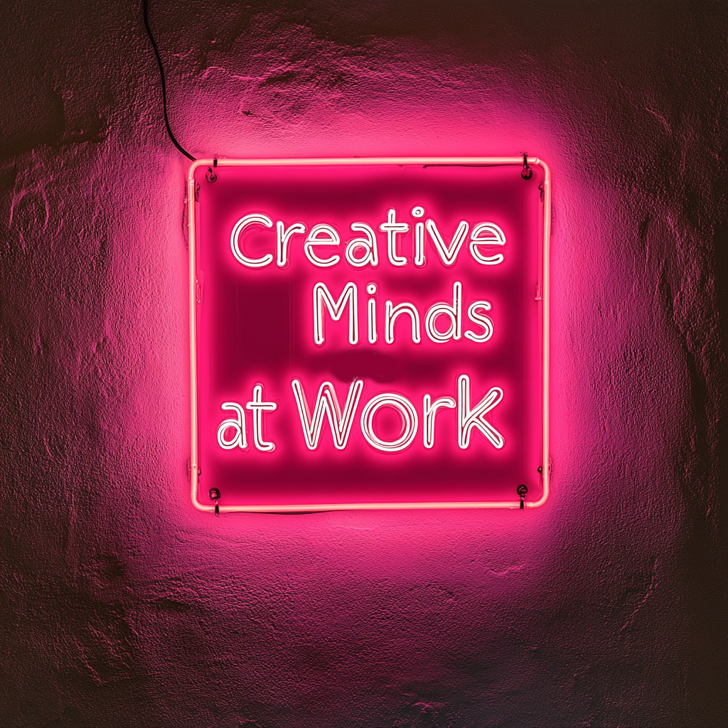 "Creative Minds at Work" - Pink Neon Sign, 24 Inches