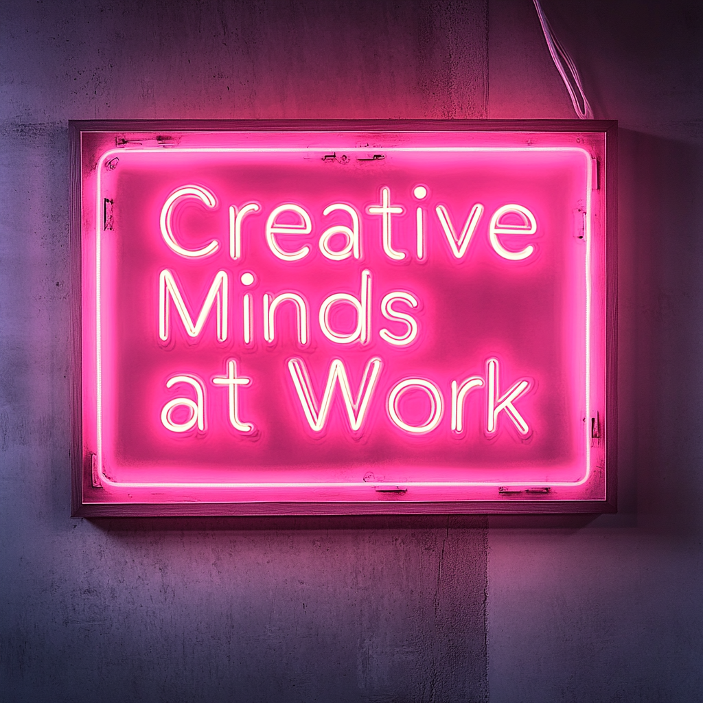 "Creative Minds at Work" - Pink Neon Sign, 24 Inches