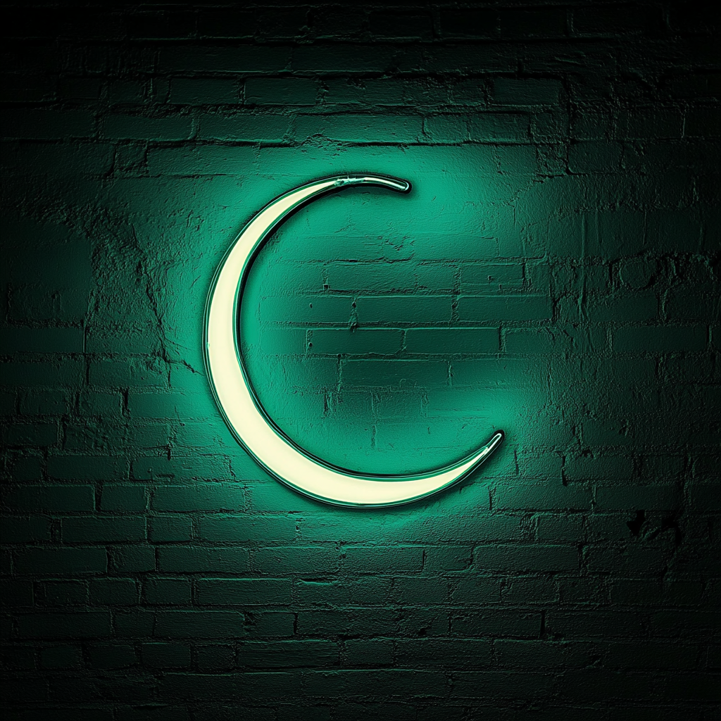 Crescent Moon - Green Neon Sign, 24 Inches