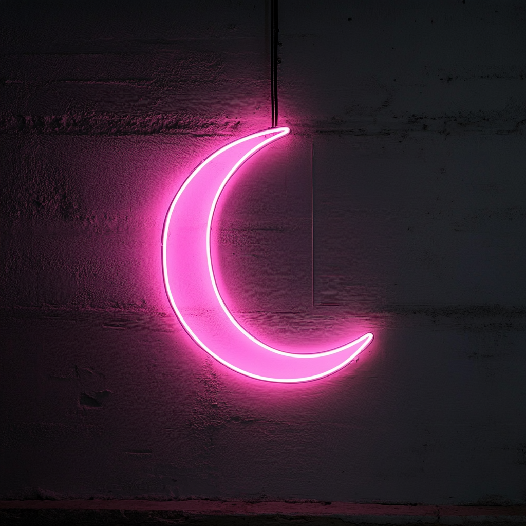 Crescent Moon - Pink Neon Sign, 18 Inches