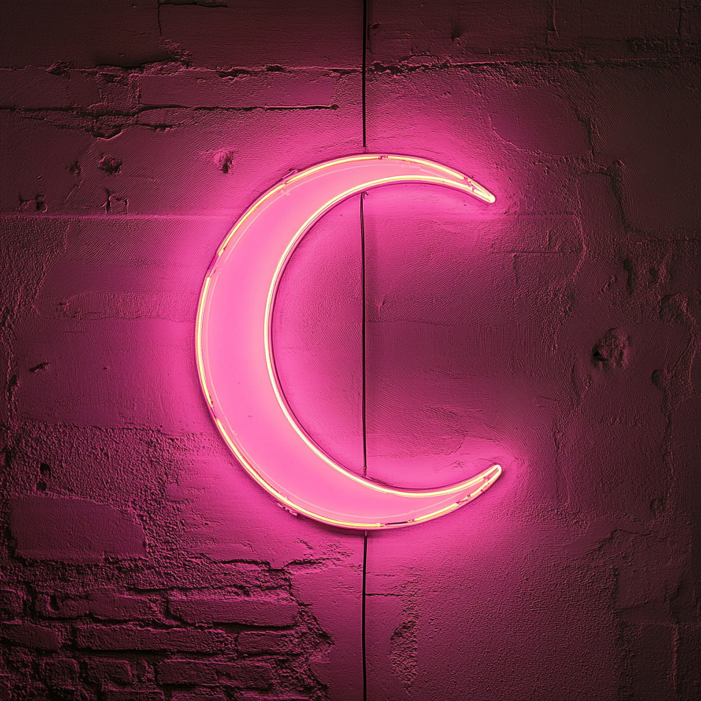 Crescent Moon - Pink Neon Sign, 18 Inches