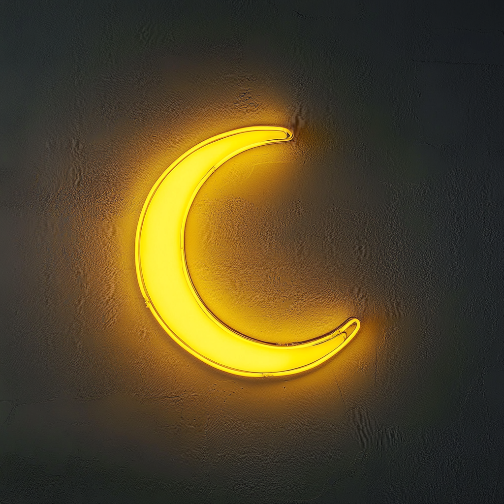 Crescent Moon - Yellow Neon Sign, 24 Inches