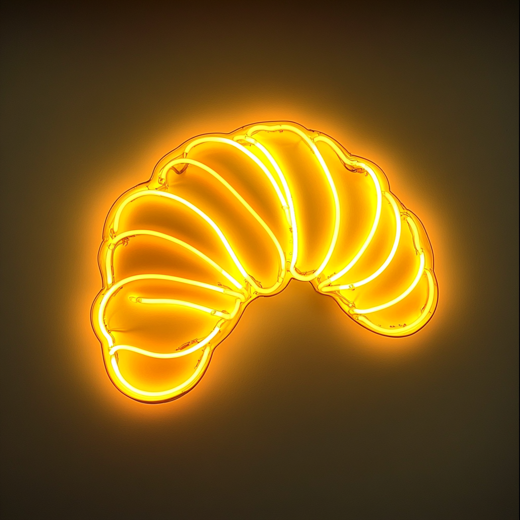 Croissant - Yellow Neon Sign, 24 Inches