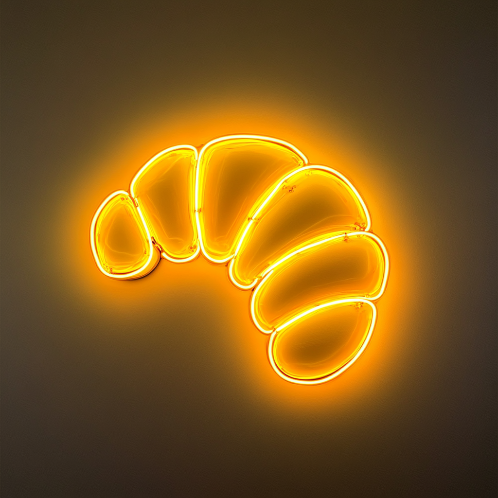 Croissant - Yellow Neon Sign, 24 Inches