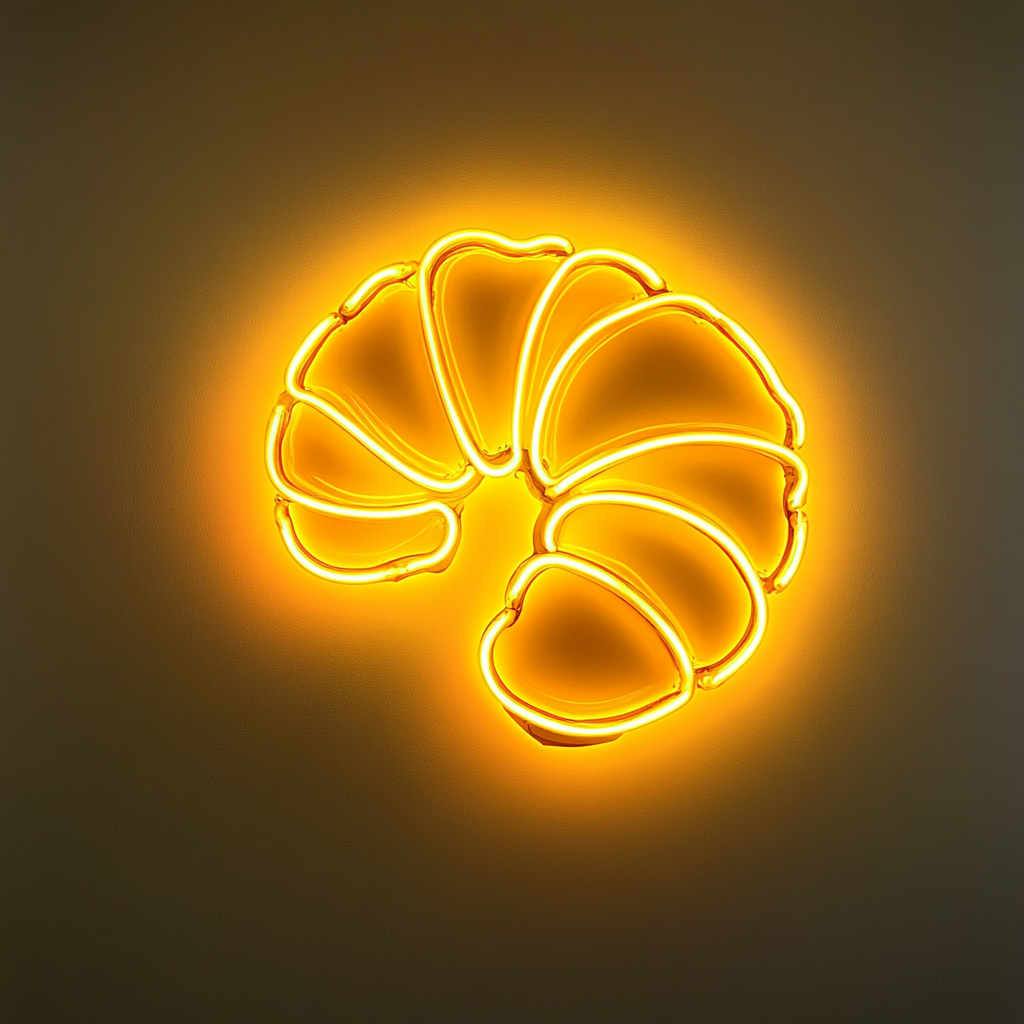 Croissant - Yellow Neon Sign, 24 Inches