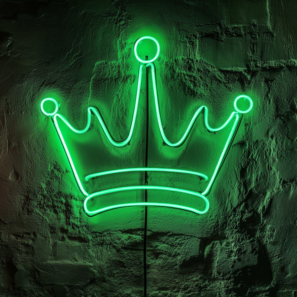 Crown - Green Neon Sign, 18 Inches