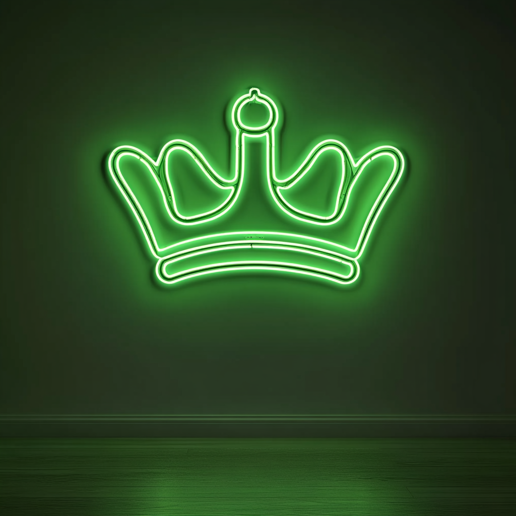 Crown - Green Neon Sign, 18 Inches