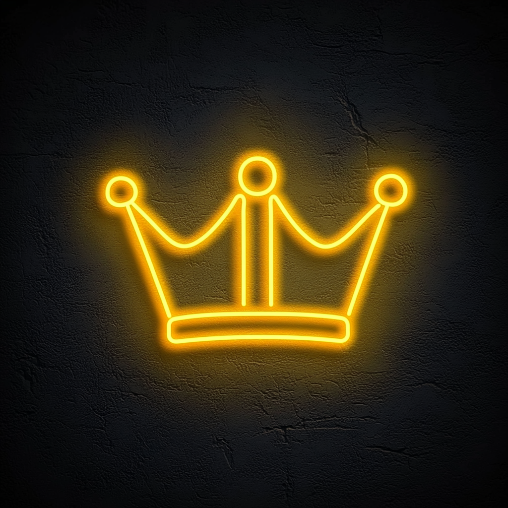 Crown - Yellow Neon Sign, 18 Inches