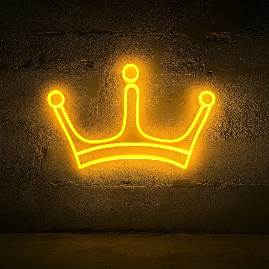 Crown - Yellow Neon Sign, 18 Inches