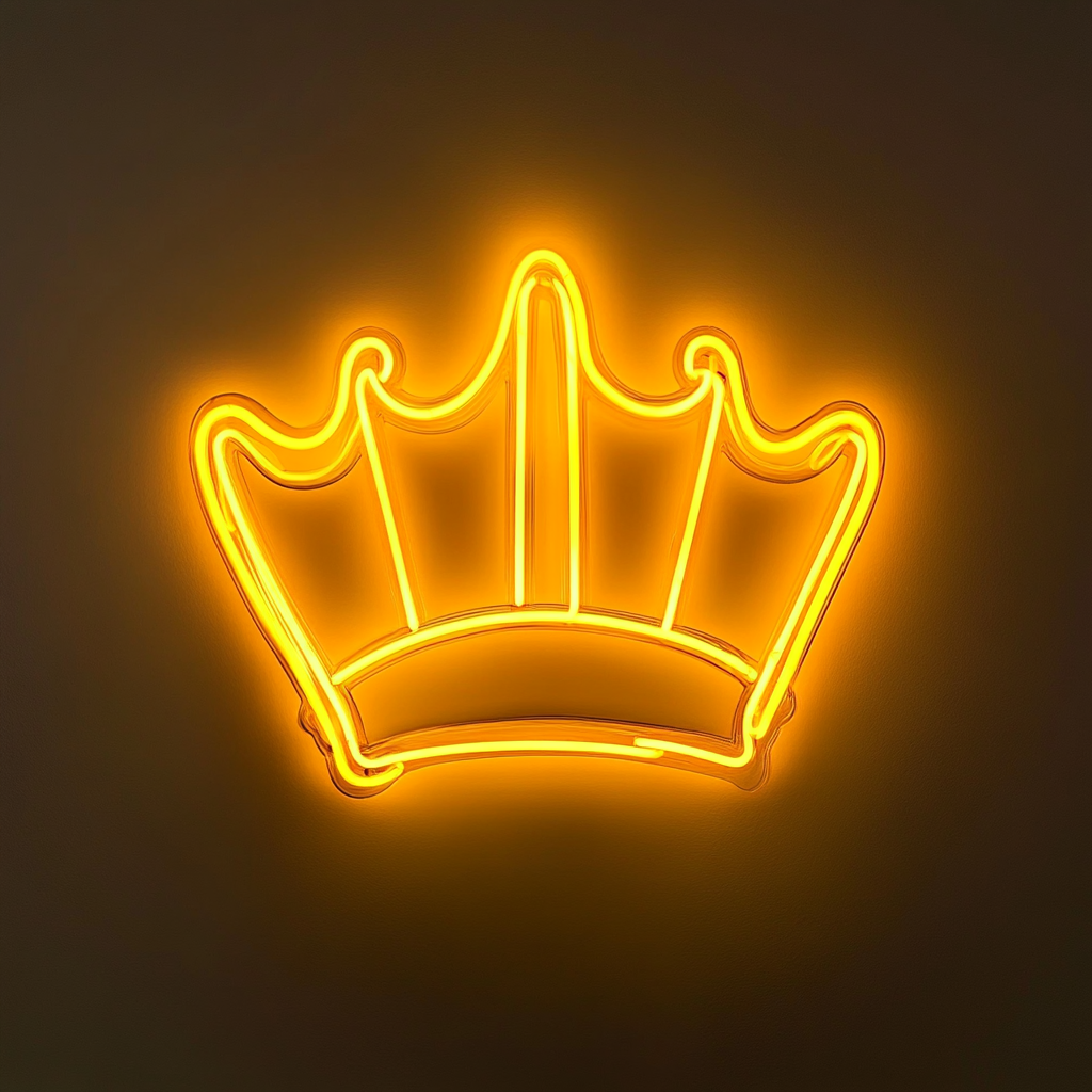 Crown - Yellow Neon Sign, 18 Inches