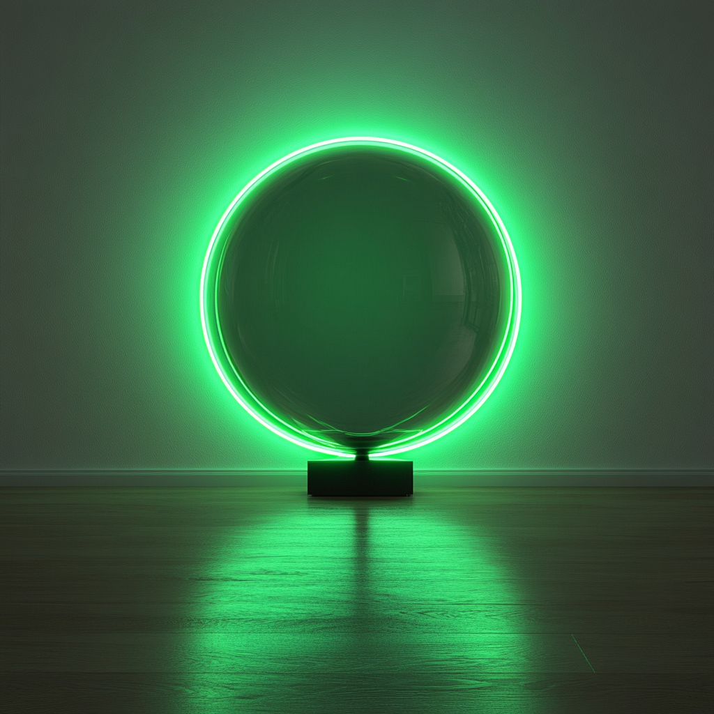 Crystal Ball - Green Neon Sign, 18 Inches