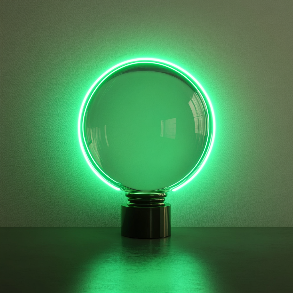 Crystal Ball - Green Neon Sign, 18 Inches