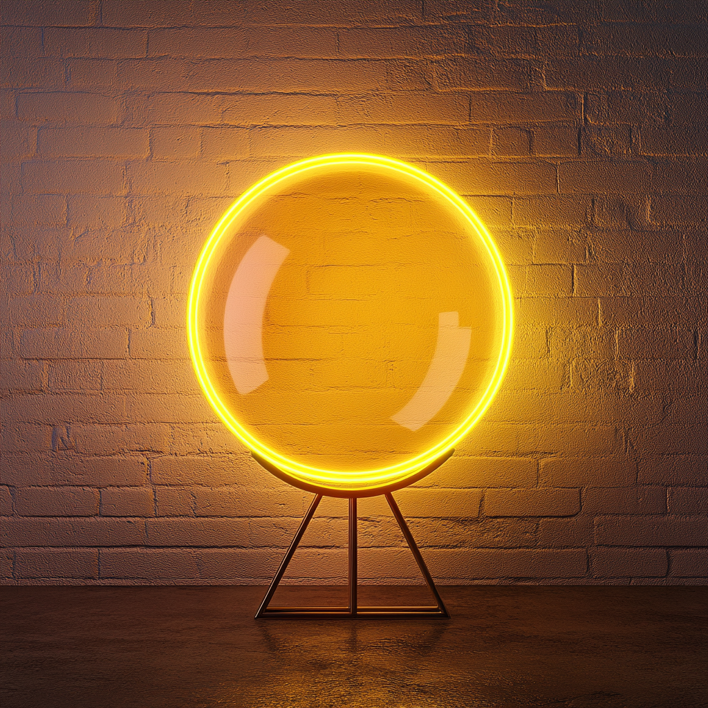 Crystal Ball - Yellow Neon Sign, 18 Inches