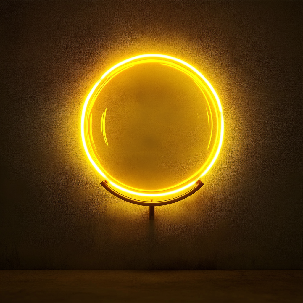 Crystal Ball - Yellow Neon Sign, 18 Inches