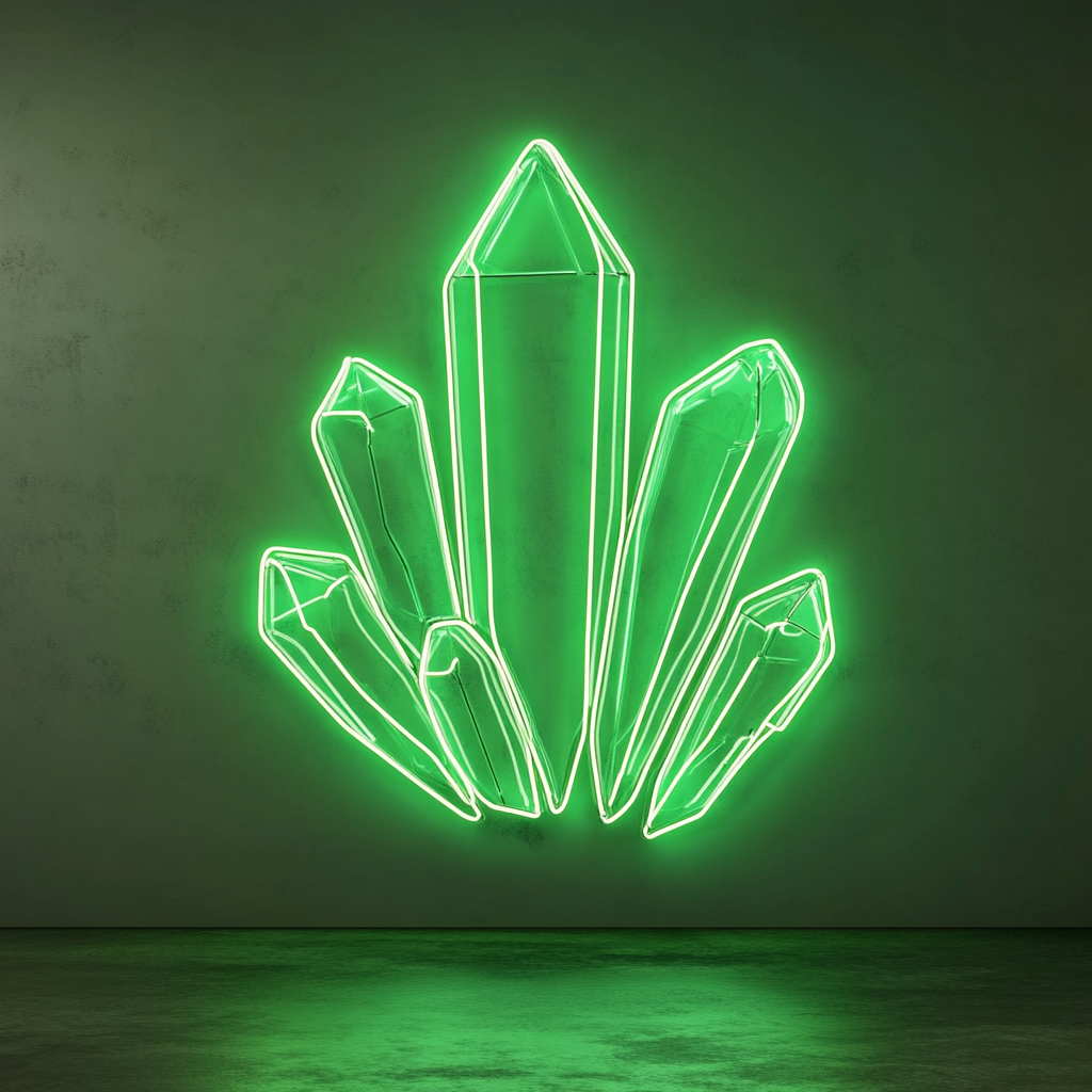 Crystal Cluster - Green Neon Sign, 18 Inches