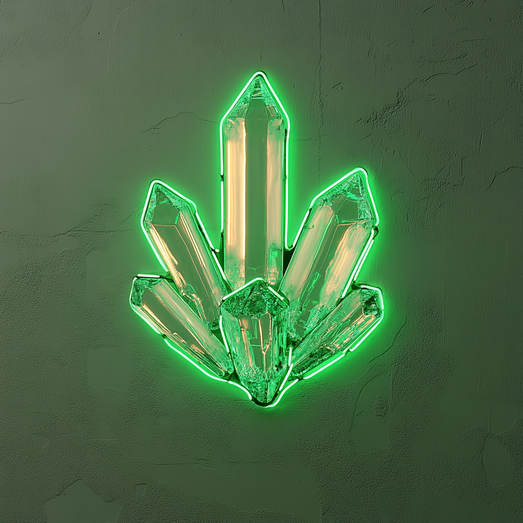 Crystal Cluster - Green Neon Sign, 18 Inches