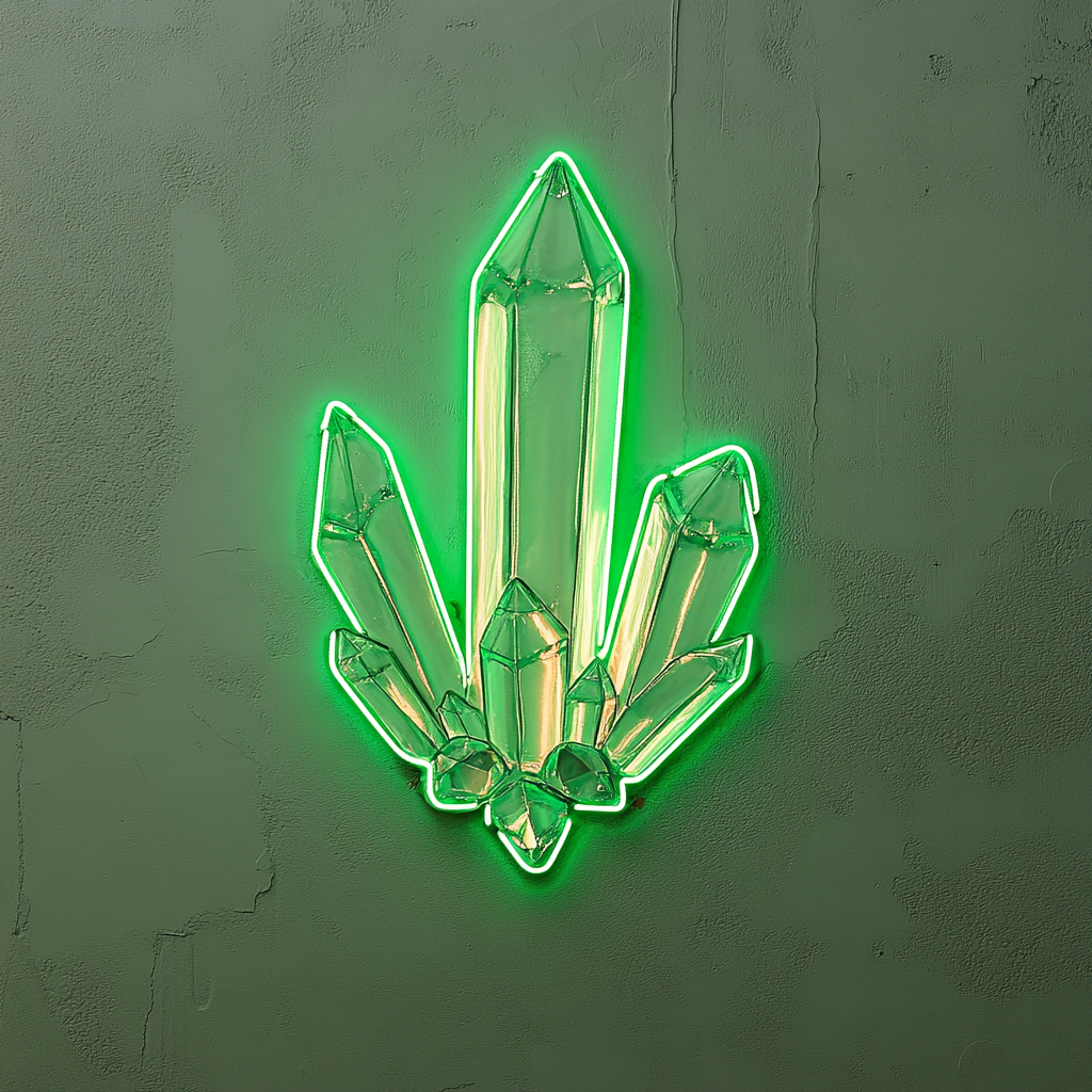 Crystal Cluster - Green Neon Sign, 18 Inches