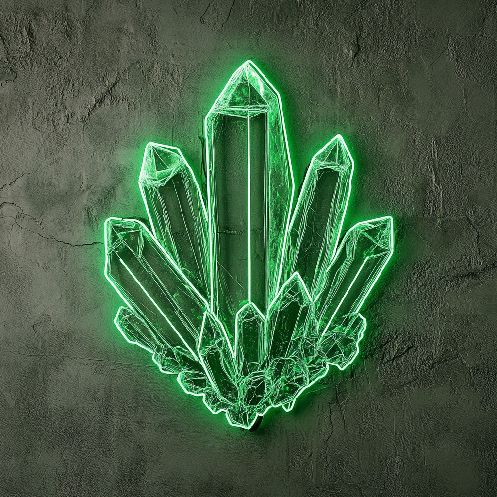 Crystal Cluster - Green Neon Sign, 18 Inches
