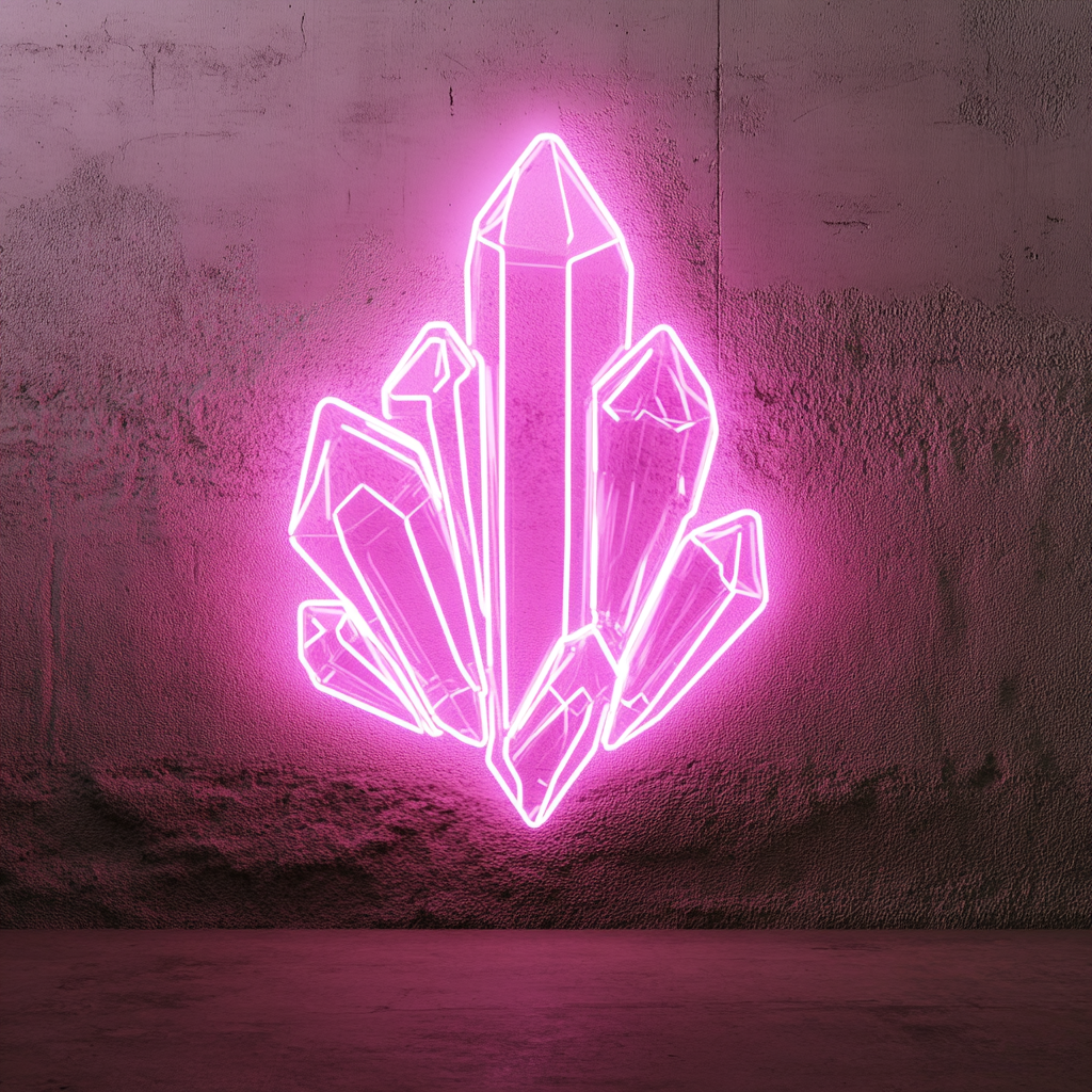 Crystal Cluster - Pink Neon Sign, 18 Inches