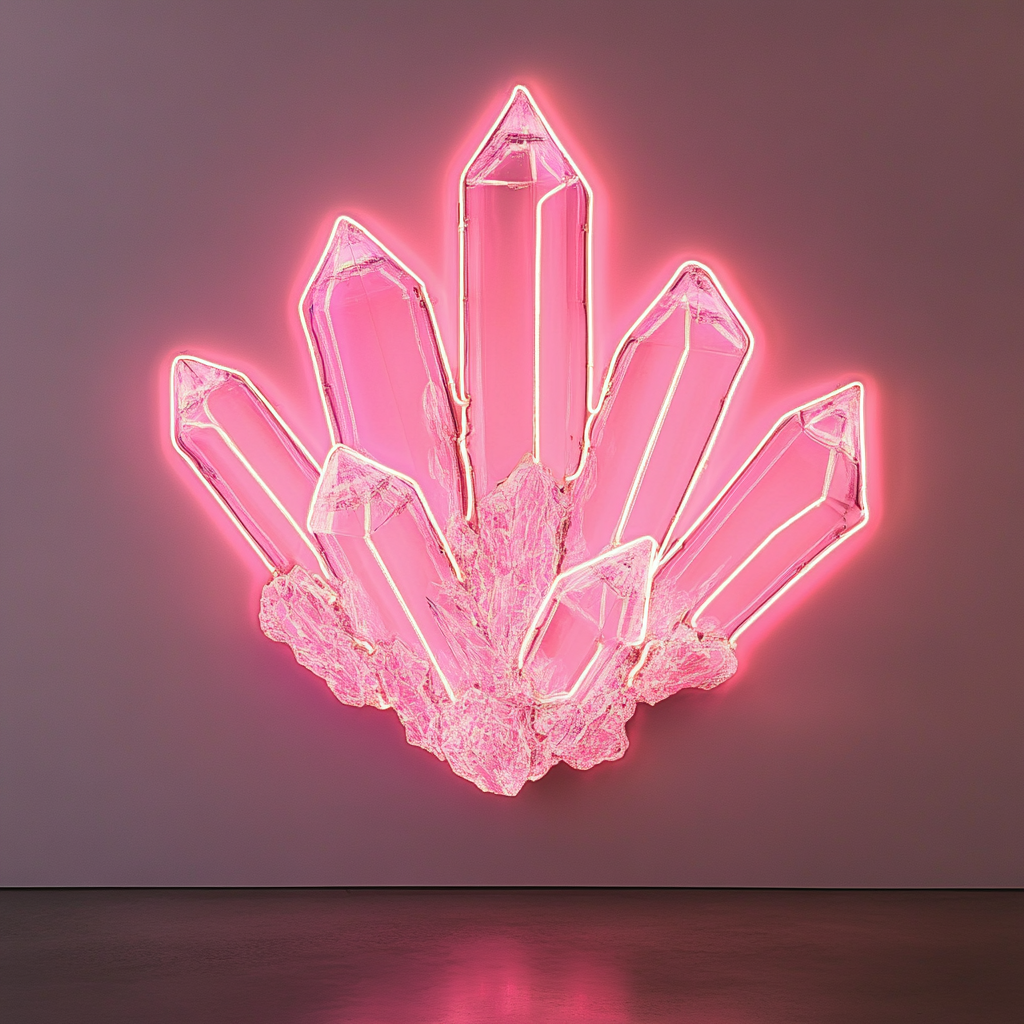 Crystal Cluster - Pink Neon Sign, 18 Inches