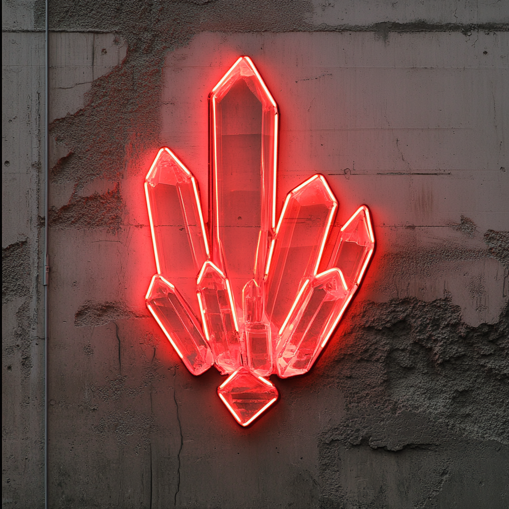 Crystal Cluster - Red Neon Sign, 18 Inches