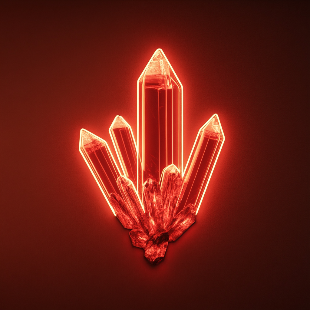 Crystal Cluster - Red Neon Sign, 18 Inches