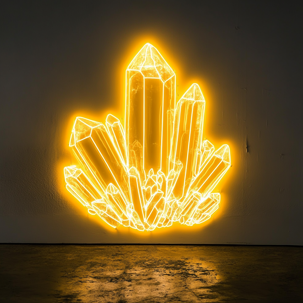 Crystal Cluster - Yellow Neon Sign, 18 Inches