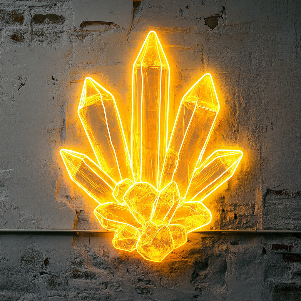Crystal Cluster - Yellow Neon Sign, 18 Inches