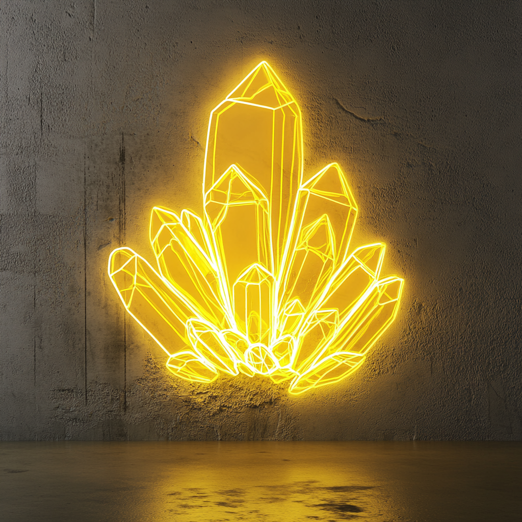 Crystal Cluster - Yellow Neon Sign, 18 Inches