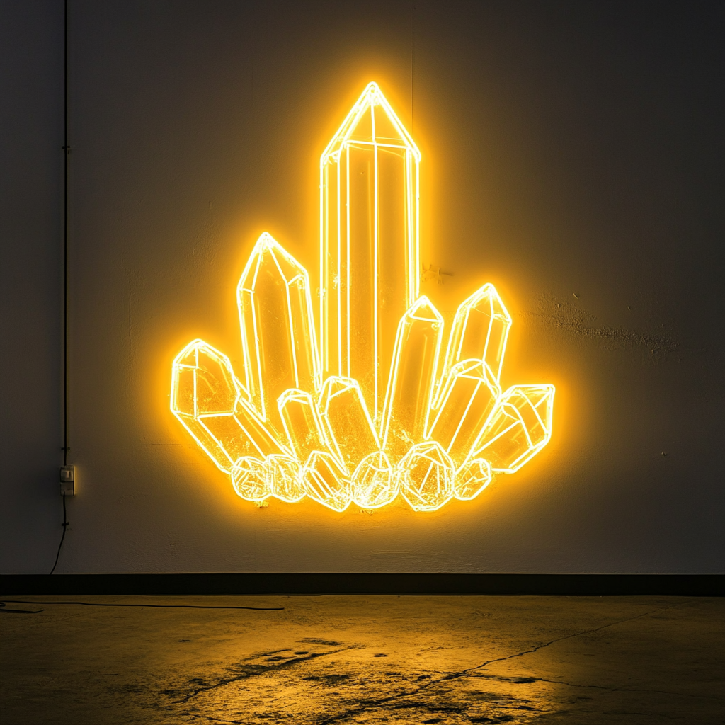 Crystal Cluster - Yellow Neon Sign, 18 Inches