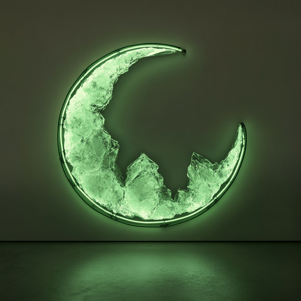Crystal Moon - Green Neon Sign, 18 Inches