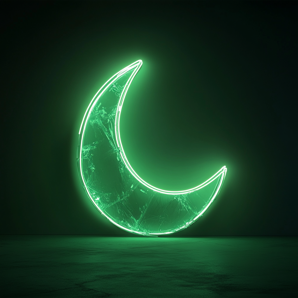 Crystal Moon - Green Neon Sign, 18 Inches