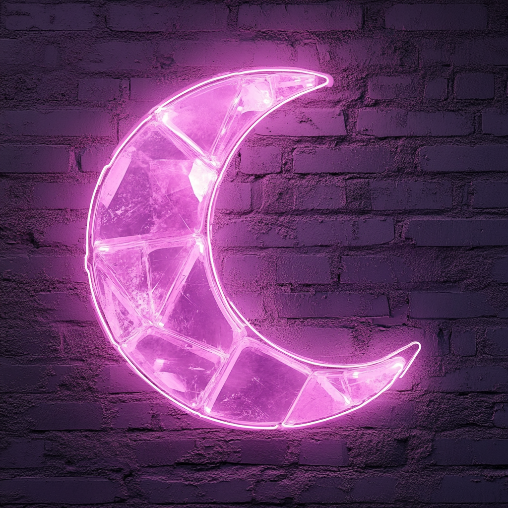 Crystal Moon - Pink Neon Sign, 18 Inches