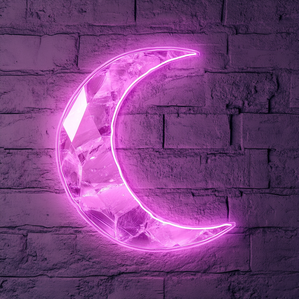 Crystal Moon - Pink Neon Sign, 18 Inches