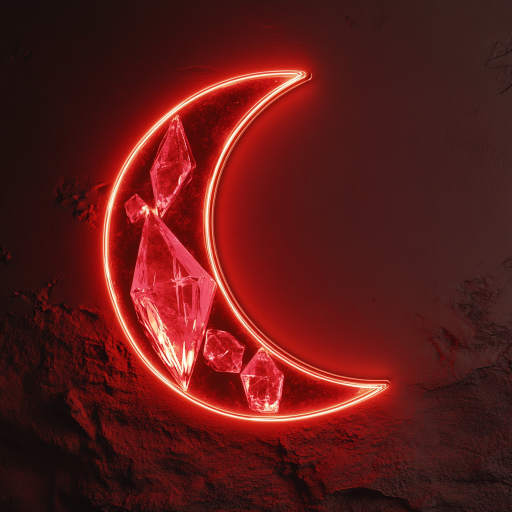 Crystal Moon - Red Neon Sign, 18 Inches