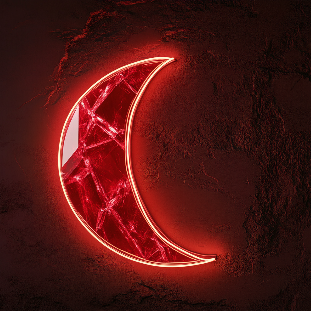 Crystal Moon - Red Neon Sign, 18 Inches
