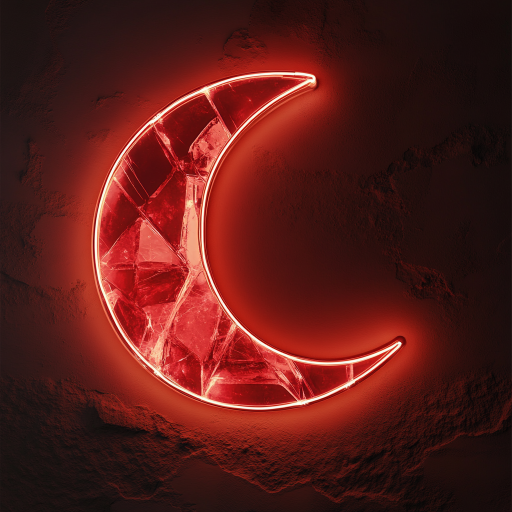 Crystal Moon - Red Neon Sign, 18 Inches