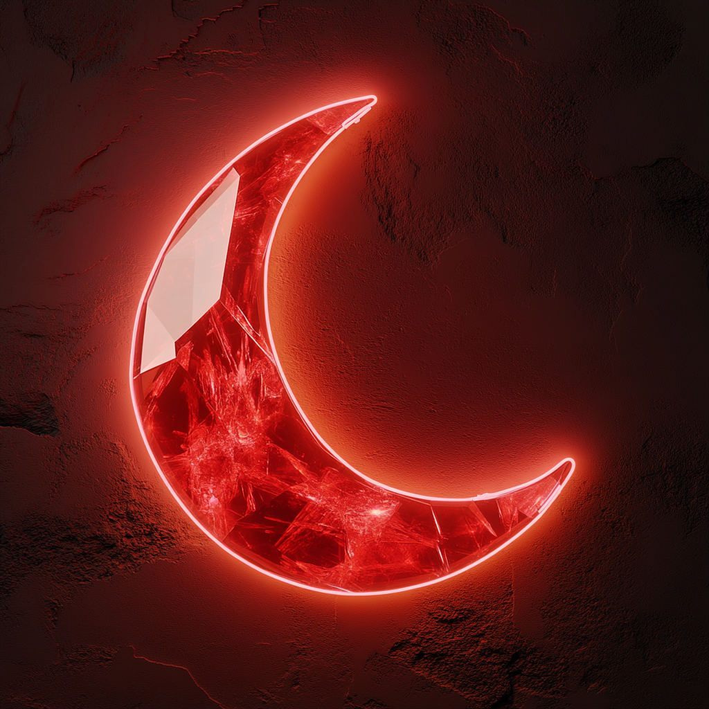 Crystal Moon - Red Neon Sign, 18 Inches