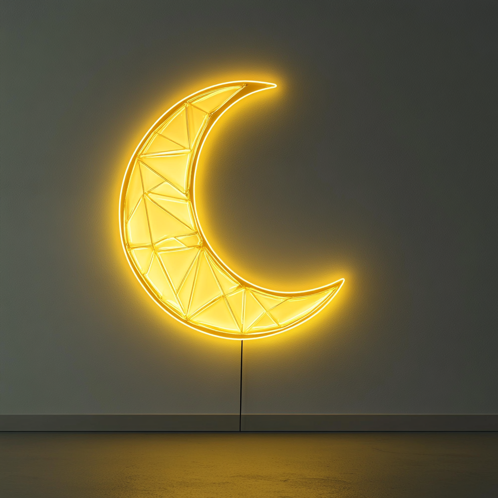 Crystal Moon - Yellow Neon Sign, 18 Inches