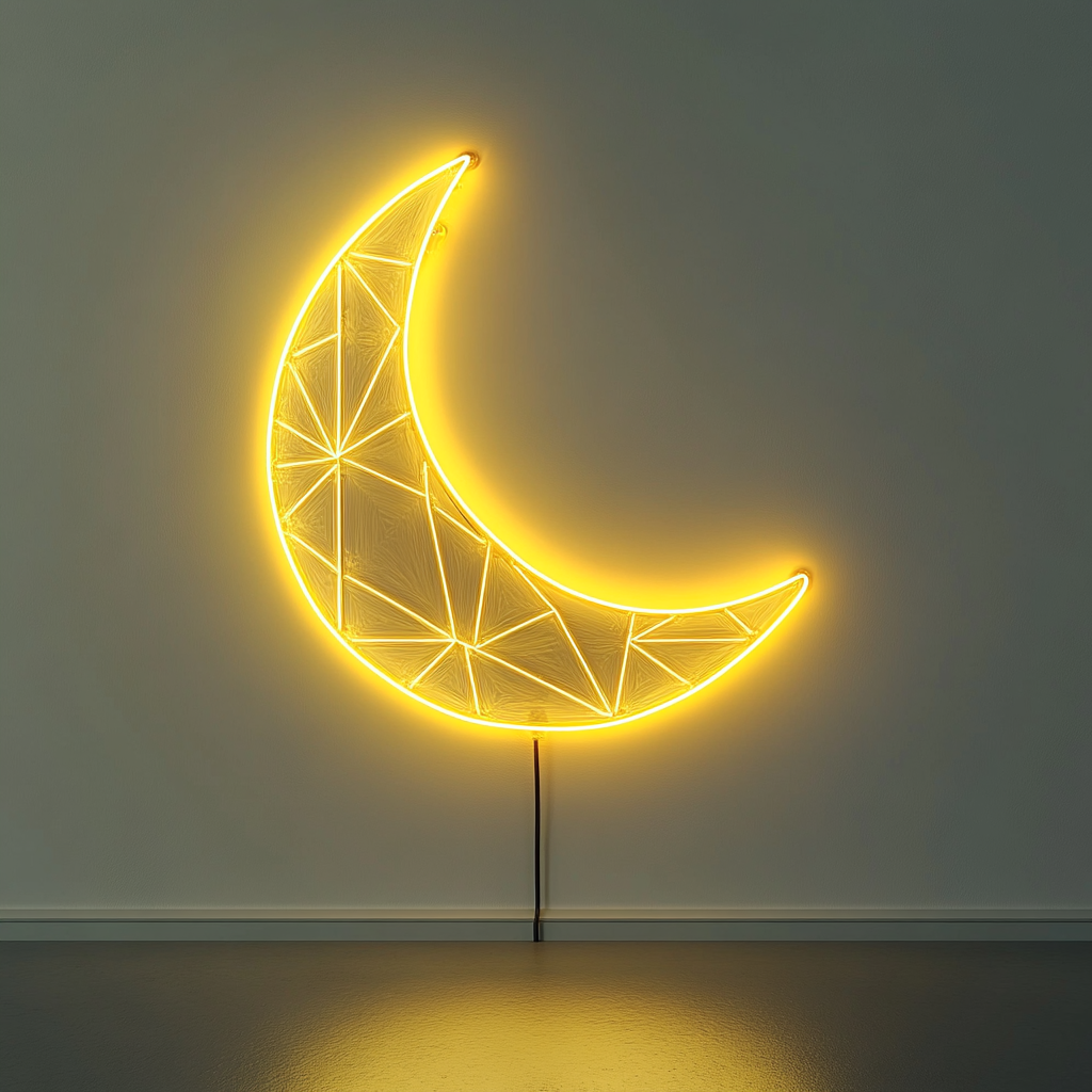Crystal Moon - Yellow Neon Sign, 18 Inches