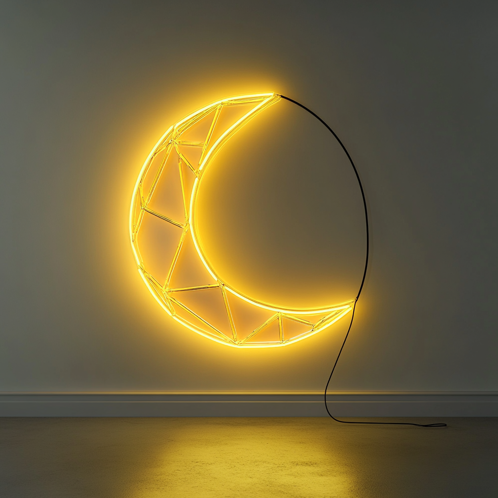 Crystal Moon - Yellow Neon Sign, 18 Inches