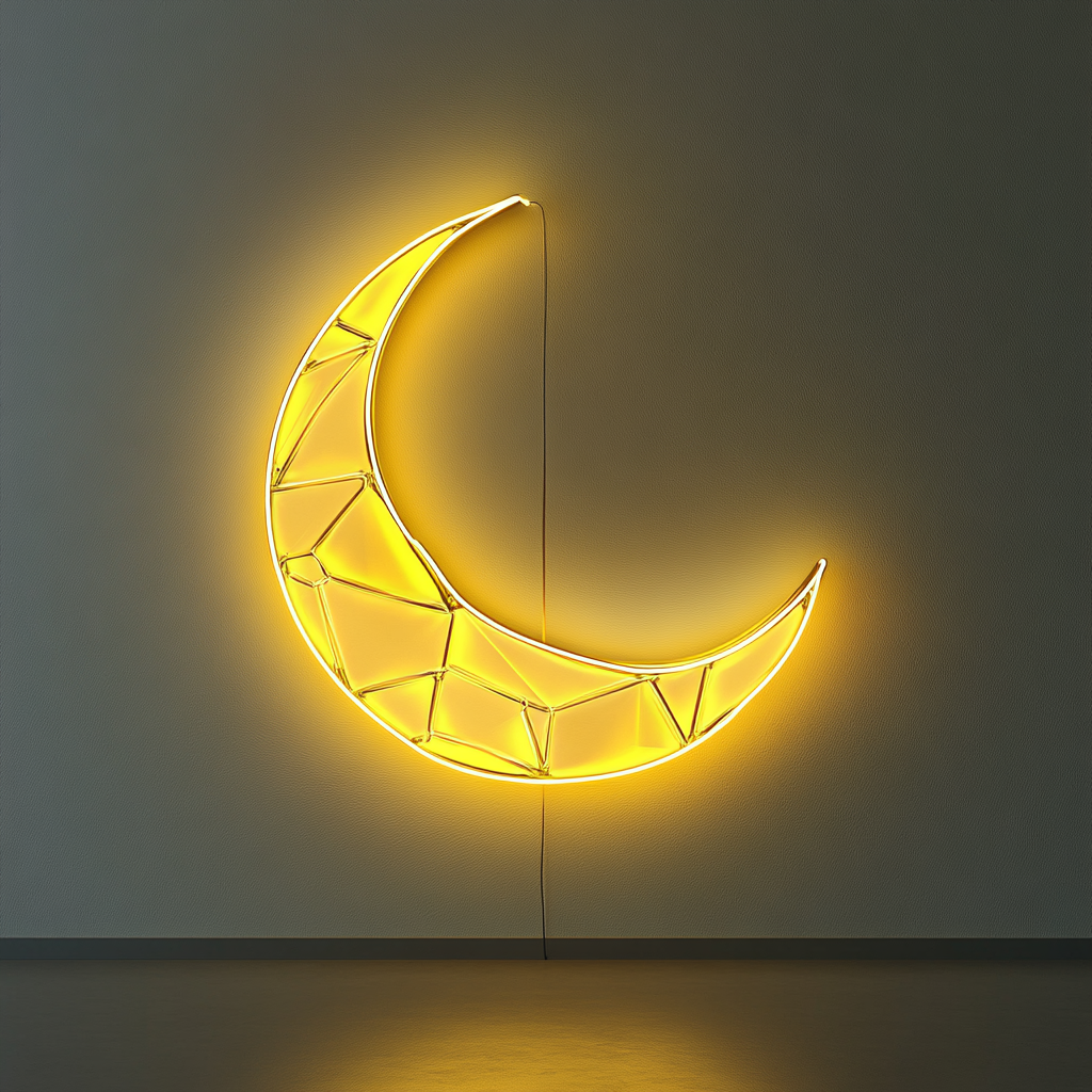 Crystal Moon - Yellow Neon Sign, 18 Inches