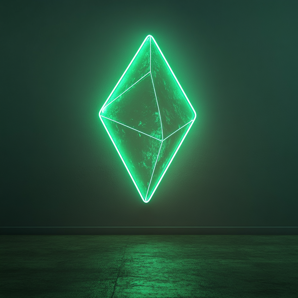 Crystal Prism - Green Neon Sign, 18 Inches