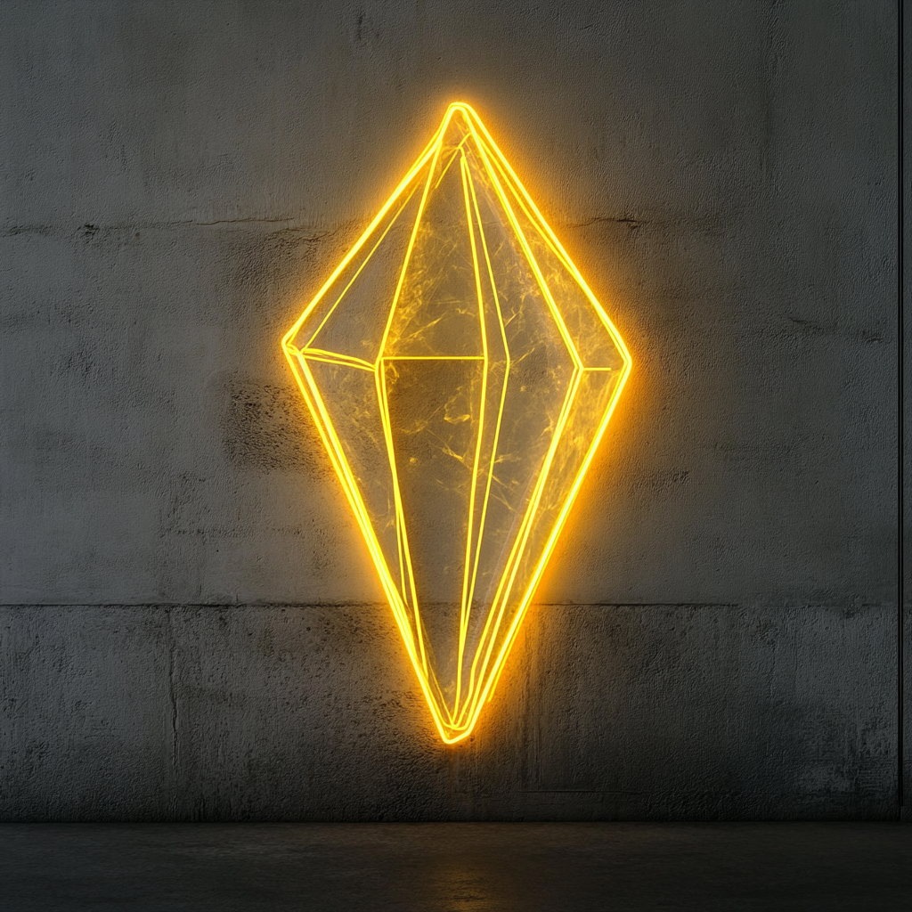 Crystal Prism - Yellow Neon Sign, 18 Inches
