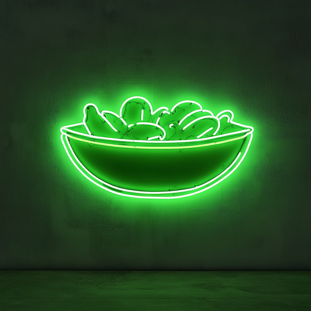 Cucumber Salad Bowl - Green Neon Sign, 24 Inches