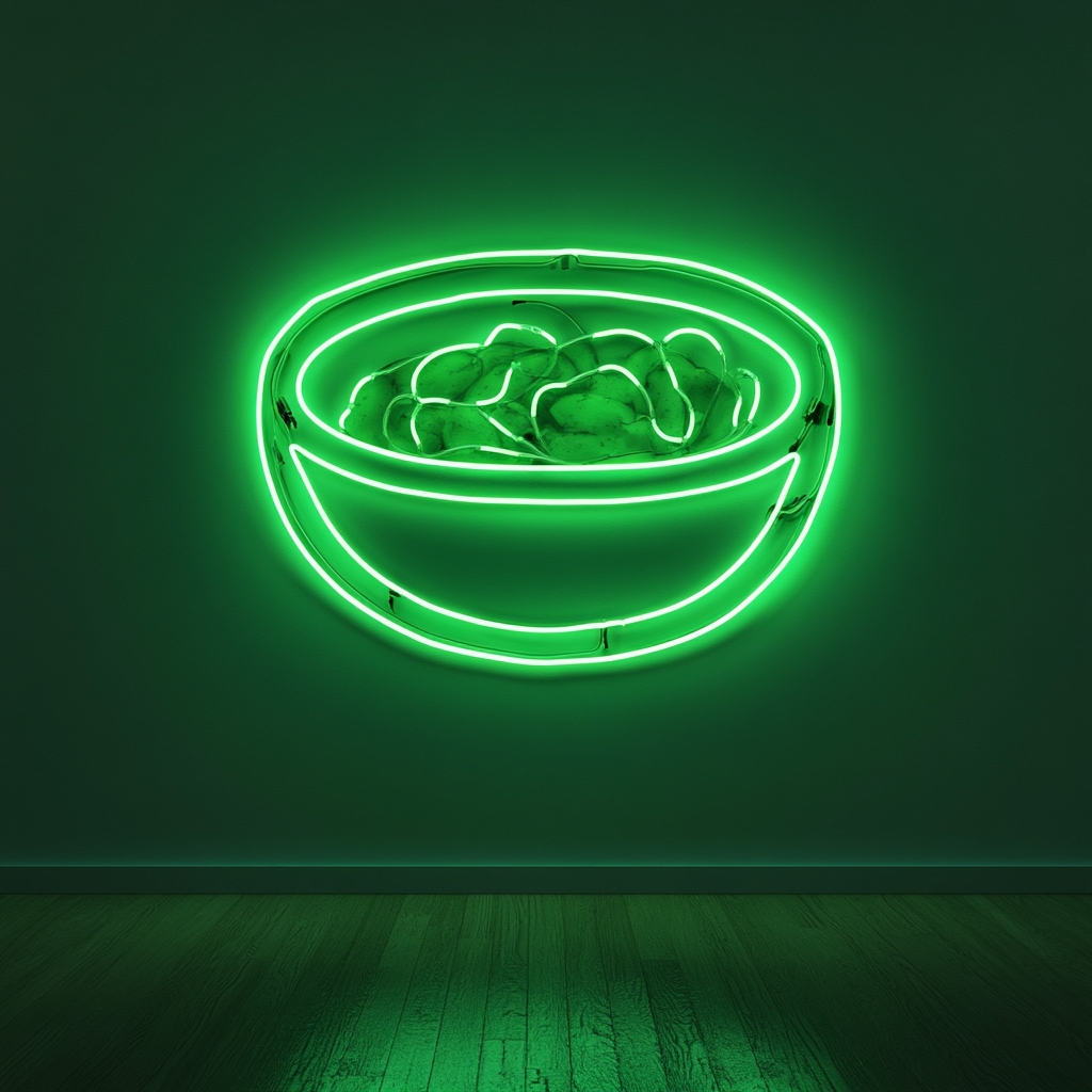 Cucumber Salad Bowl - Green Neon Sign, 18 Inches